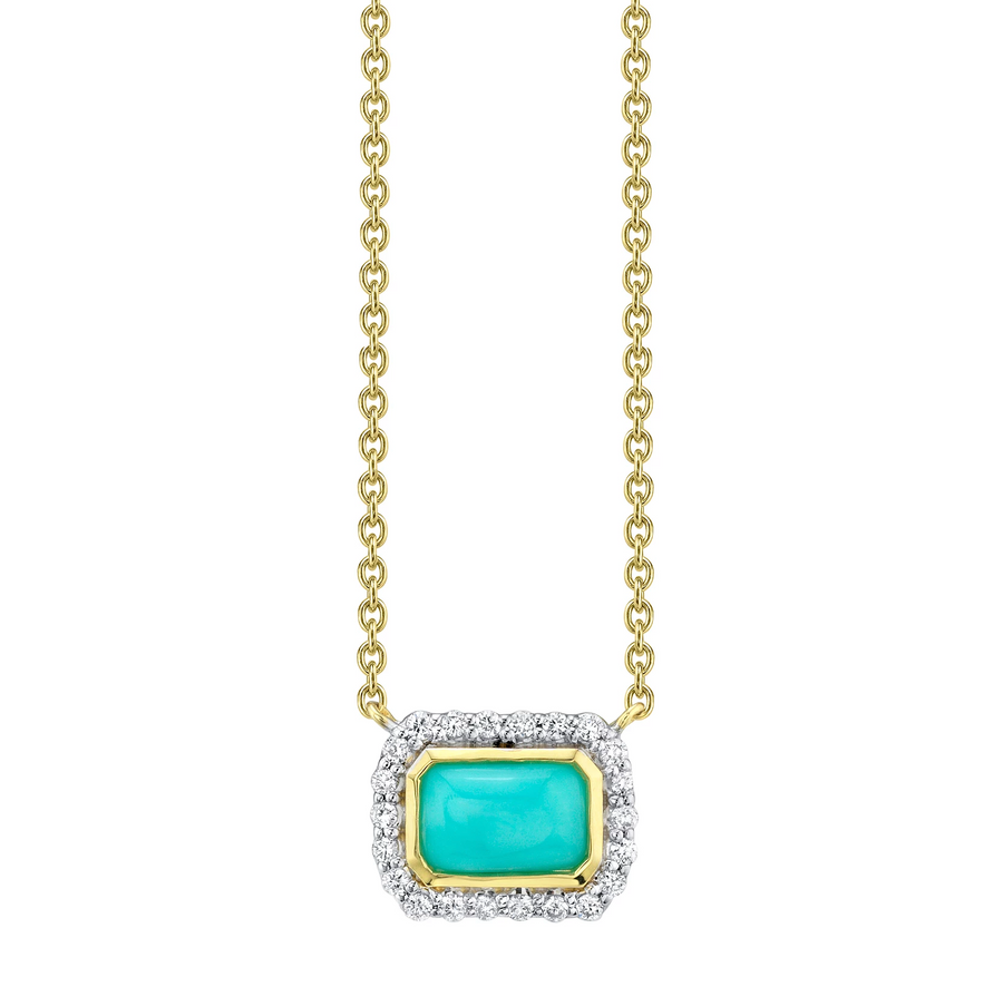 Sloane Street 18k Yellow Gold Turquoise & Diamond Necklace- SS-P007F-TQ-WDCB-Y
