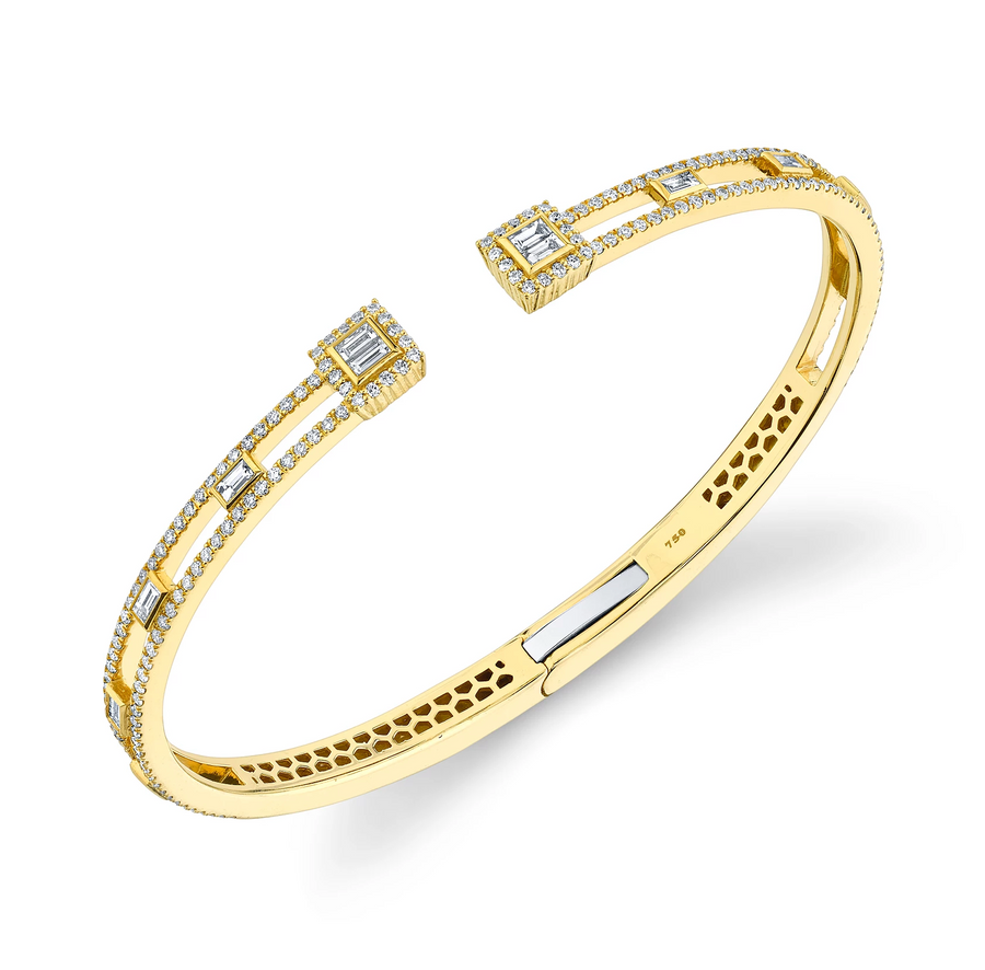 Sloane Street 18k Yellow Gold Open Diamond Baguette Bracelet- SS-B011T-WD-Y