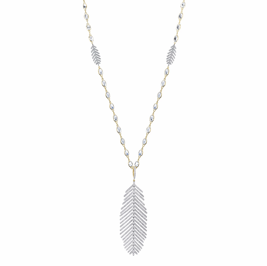 Sloane Street 18k Yellow Gold Diamond Feather Pendant (Chain Sold Separately)- SS-P032T-WD-Y