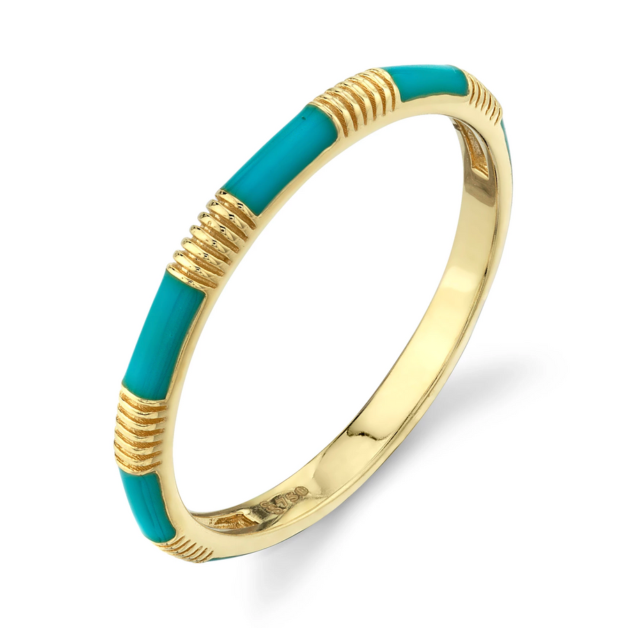 Sloane Street 18k Yellow Gold Turquoise Enamel Stackable Ring- SS-R013G-TQE-Y