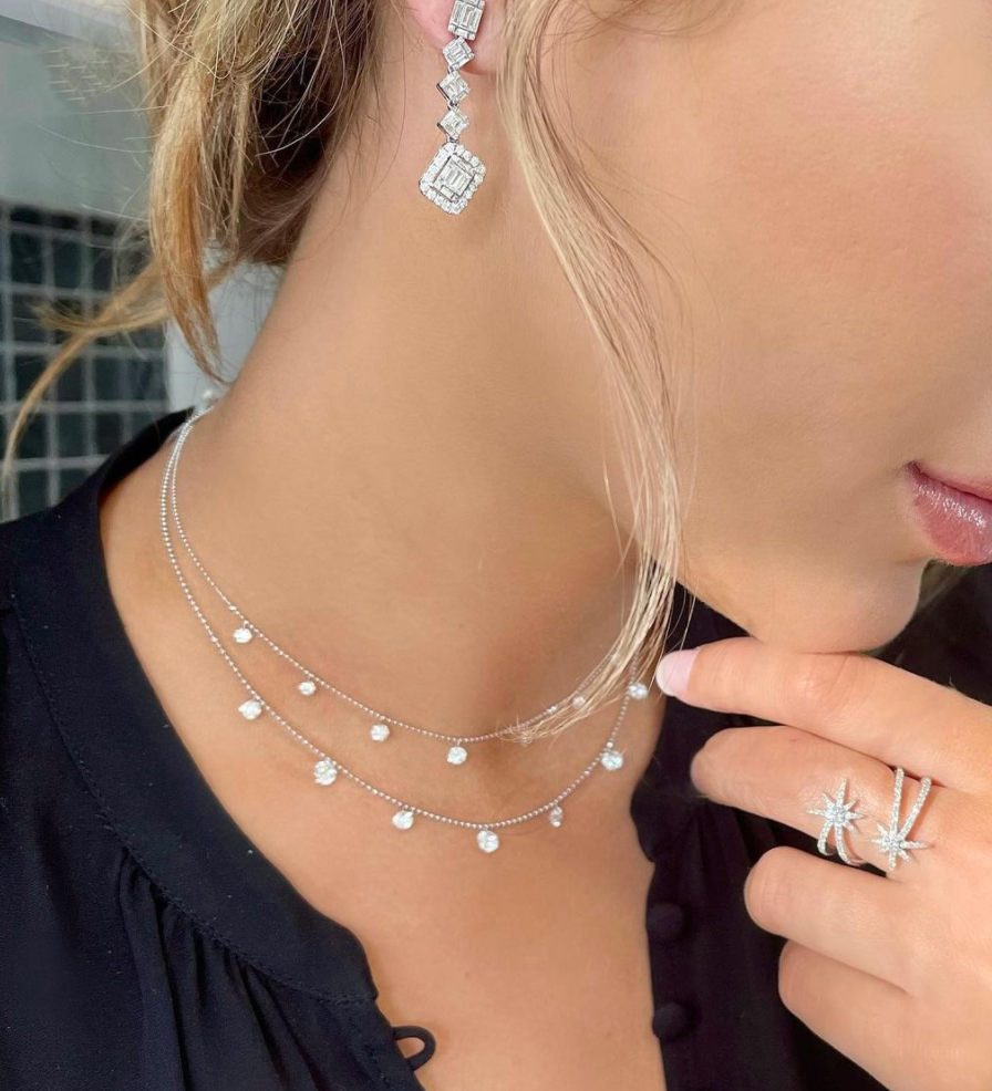 Graziela 18k Rose Gold 0.50ctw Tiny Floating Diamond Neckace- TSN-1041295R