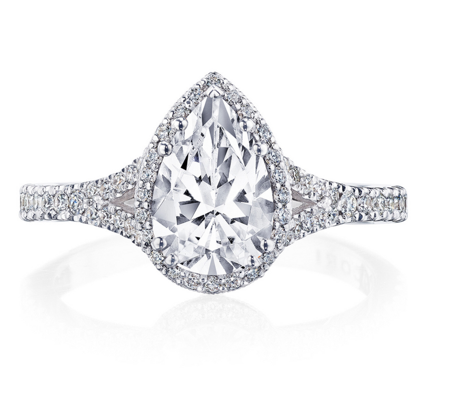 Tacori 18K Pear Bloom Split Shank Engagement Ring- 2673PS9X6W