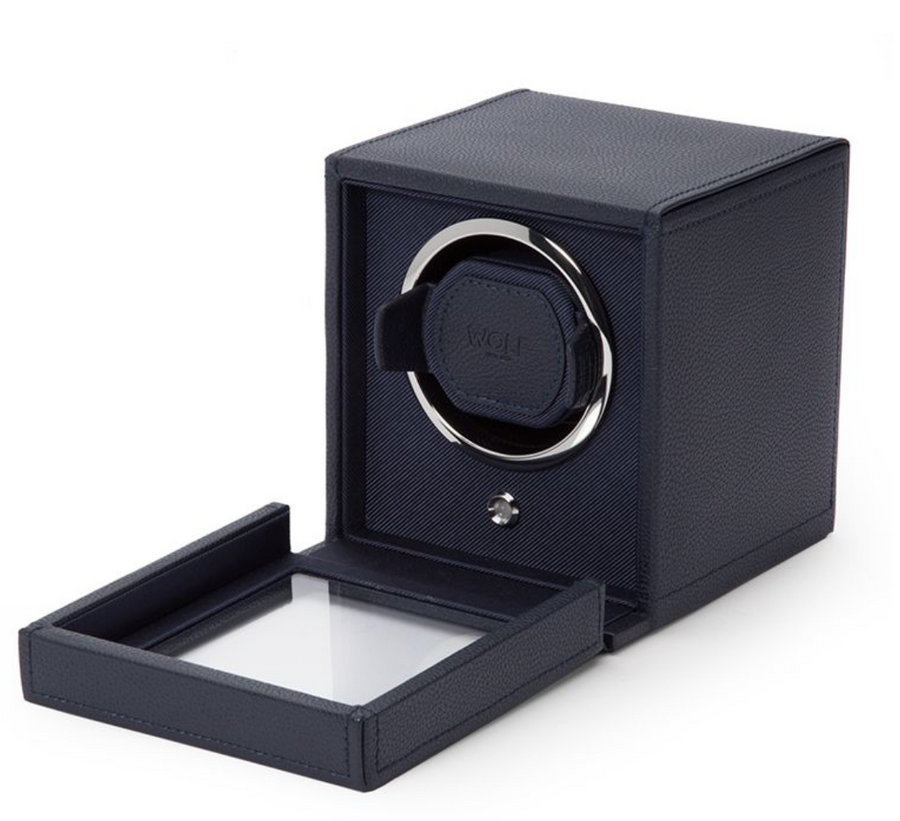 Wolf Cub Watch Winder with Cover- Navy