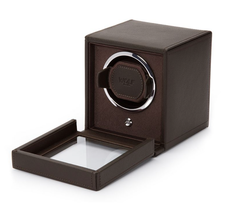 Wolf Cub Watch Winder with Cover- Brown