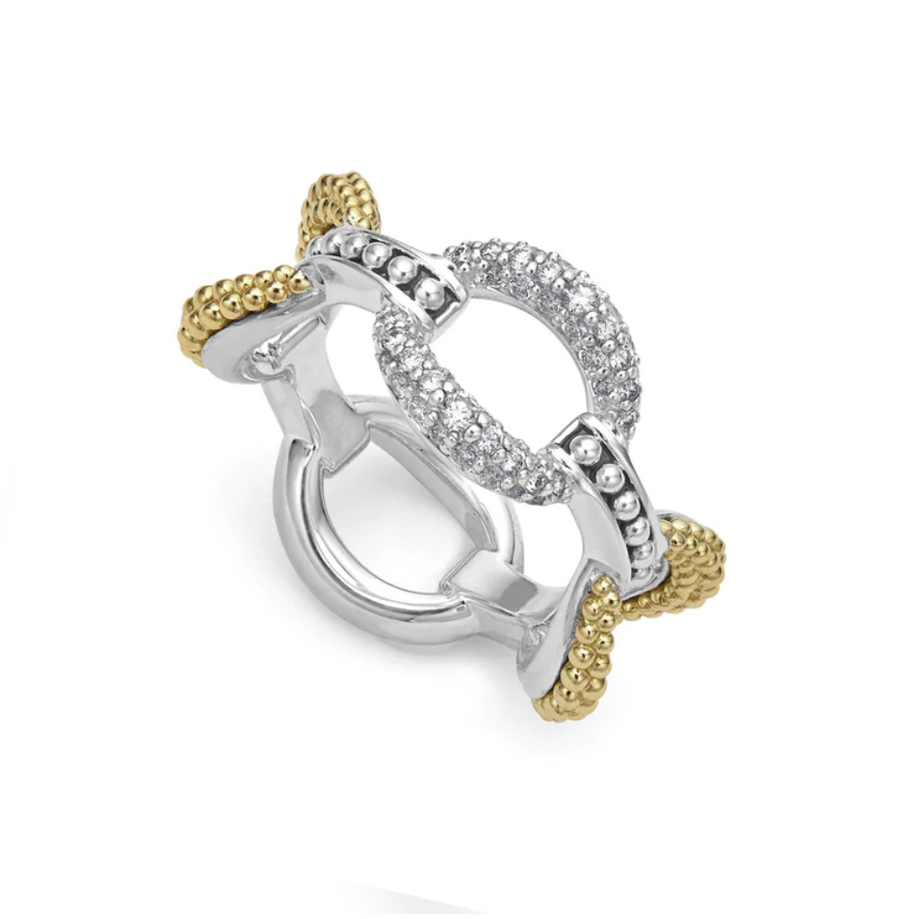 Lagos Caviar Lux Large 18K Gold Eternity Diamond Ring- 02-80760-DD7