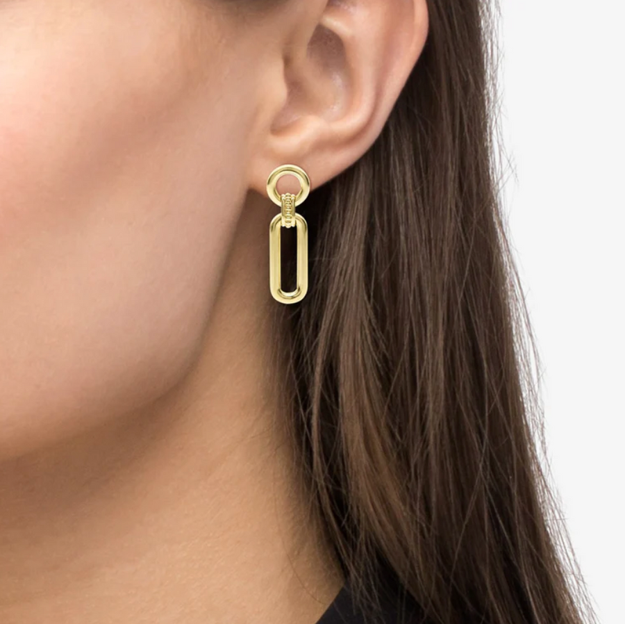 Lagos Signature Caviar 18K Gold Link Drop Earrings- 01-11135-00