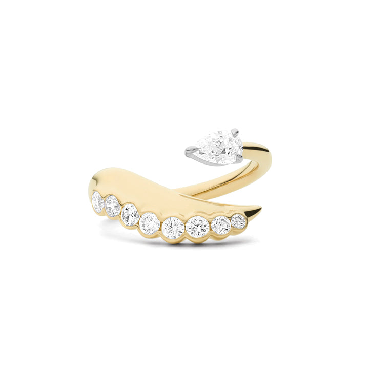 Phillips House 18K Yellow Gold Tip To Tail Pear & Round Cuddle Ring - R0013DPTY
