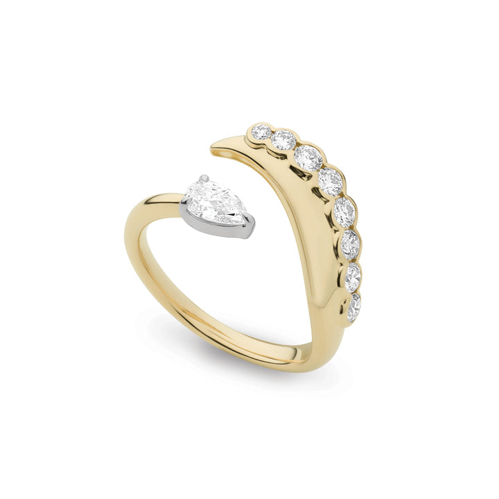Phillips House 18K Yellow Gold Tip To Tail Pear & Round Cuddle Ring - R0013DPTY