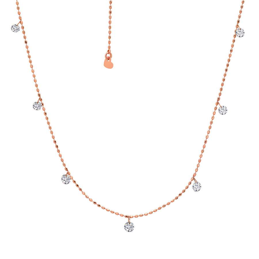 Graziela 18k Rose Gold 0.50ctw Tiny Floating Diamond Neckace- TSN-1041295R