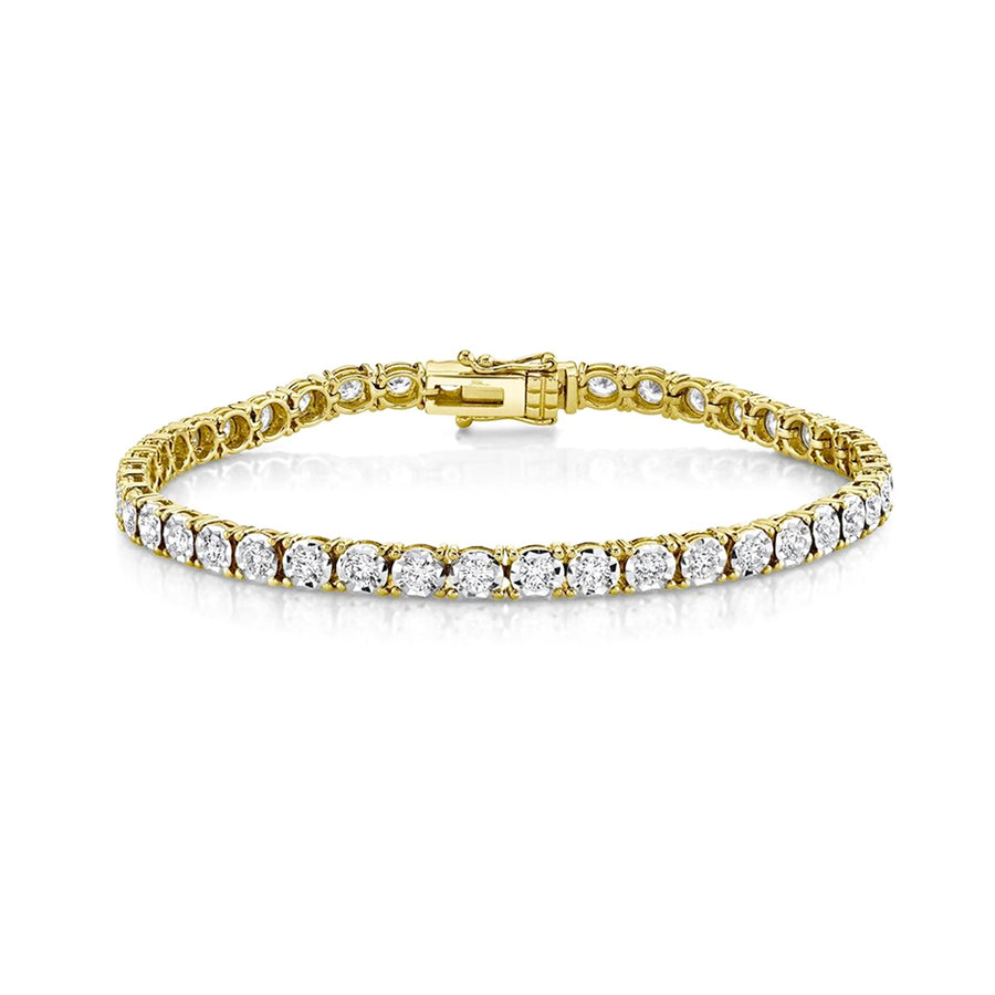 18K Yellow Gold 4.01ct Diamond Tennis Bracelet - 190012