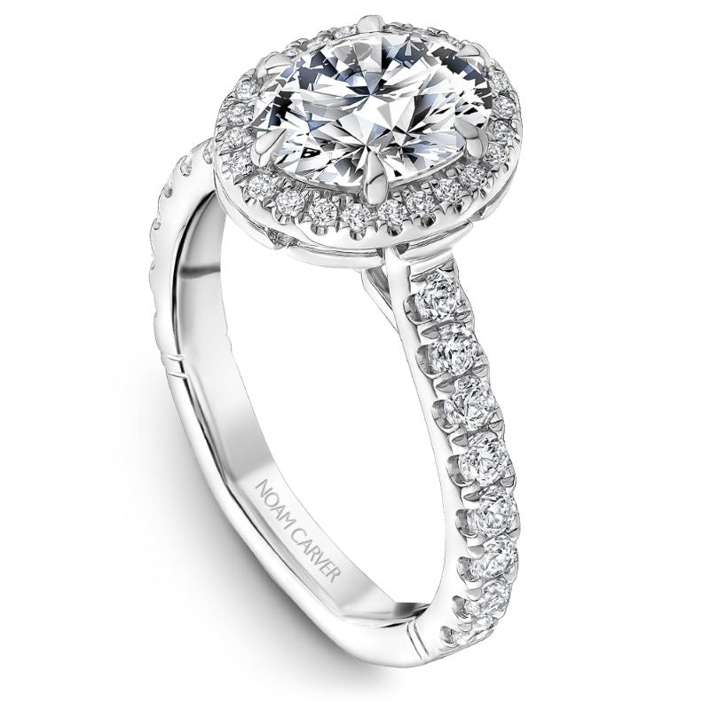 Noam Carver Platinum Oval Diamond Halo Engagement Ring Semi-Mounting -  A001-02WZ-FCYA