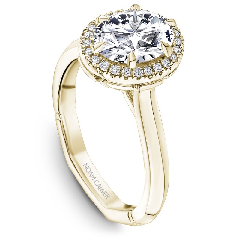 Noam Carver 18K Yellow Gold Oval Diamond Halo Engagement Ring Semi-Mounting -  A003-02YS-FCYA