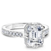 Emerald shape award-winning Atelier engagement ring by Noam Carver with 36 round VS1-FG diamonds