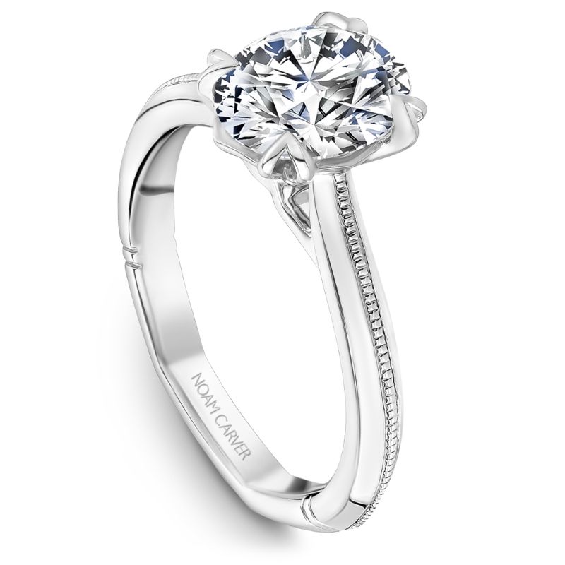 Noam Carver Platinum Oval Diamond Solitaire Engagement Ring Semi-Mounting -  A010-02WZ-FCYA