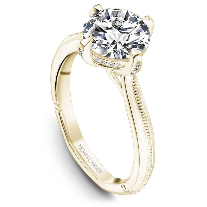 Noam Carver 18K Yellow Gold Knife Edge Milgrain Engagement Ring Semi-Mounting -  A013-01YS-FCYA