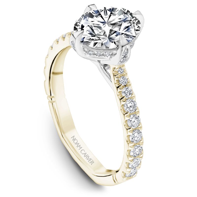 Noam Carver 18K Yellow Gold & Platinum Oval Diamond Engagement Ring Semi-Mounting -  A014-02YWP-FCYA
