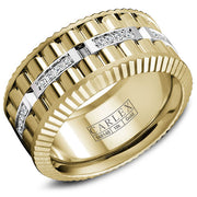 A multi-component CARLEX in yellow and white gold with a row of 32 diamonds and fluted edges. This ring is available in 18K (White, Yellow & Rose) gold & Platinum 950.