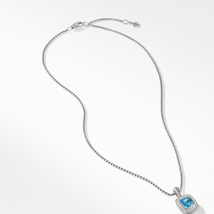 David Yurman Pendant Necklace with Blue Topaz and Diamonds - N07212DSSABTDI
