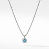 Sterling silver ��� Faceted blue topaz, 7x7mm, Pav? diamonds, 0.17 total carat weight,  ��� Baby box chain, 1.7mm wide ��� Pendant, 11x11mm ��� Lobster clasp-