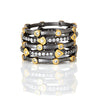 Freida Rothman 14K Gold & Black Rhodium Plated Sterling Silver Ring With Hand Cut CZ Stones. Available In Sizes 5-9, Set Of 5 Rings.