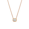 From Christopher Design LAmour Crisscut Collection, this 18K rose gold necklace features one prong set emerald lamour crisscut diamond totaling 0.54 ctw of diamonds and is on a 18 inch chain.