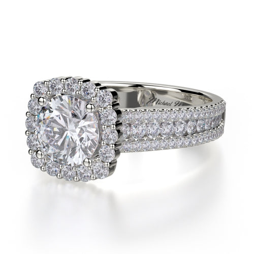Michael M 18k White Gold Halo Engagement Ring R685-1