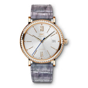 An elegant timepiece will always deliver sophistication and style - and this timepiece from IWC brings you just that. This Ladies watch can surely be an awe-striking piece once you lay eyes upon it. With a Diamond bezel, this treasure represents thorough craftsmanship. Resting upon the Bezel are dazzling diamond stones that border the watch mesmerizingly. The 18k Rose Gold case that encloses this pieces mechanism is also evidence of the quality that comes from this stylish item. The contrasting 