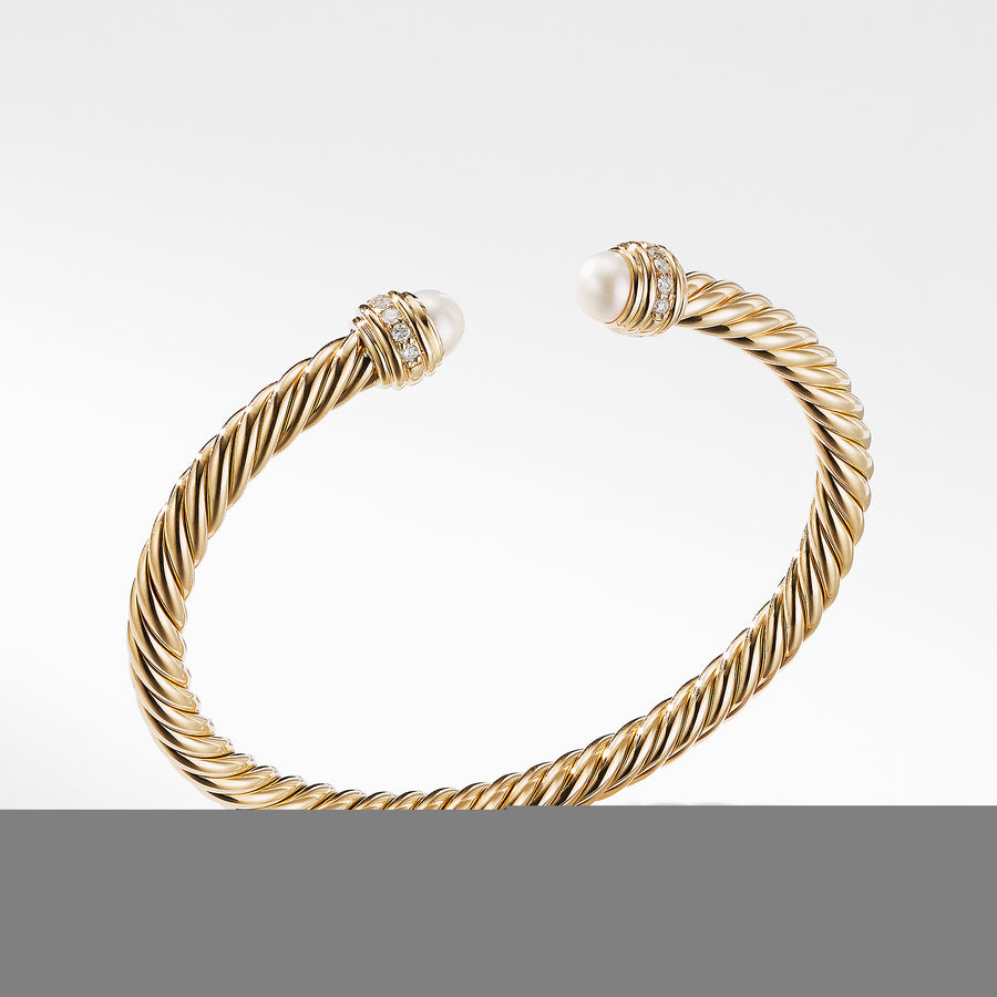 David Yurman Cable Bracelet in 18K Gold with Pearls and Diamonds - B14483D88DPEDI-883932992366