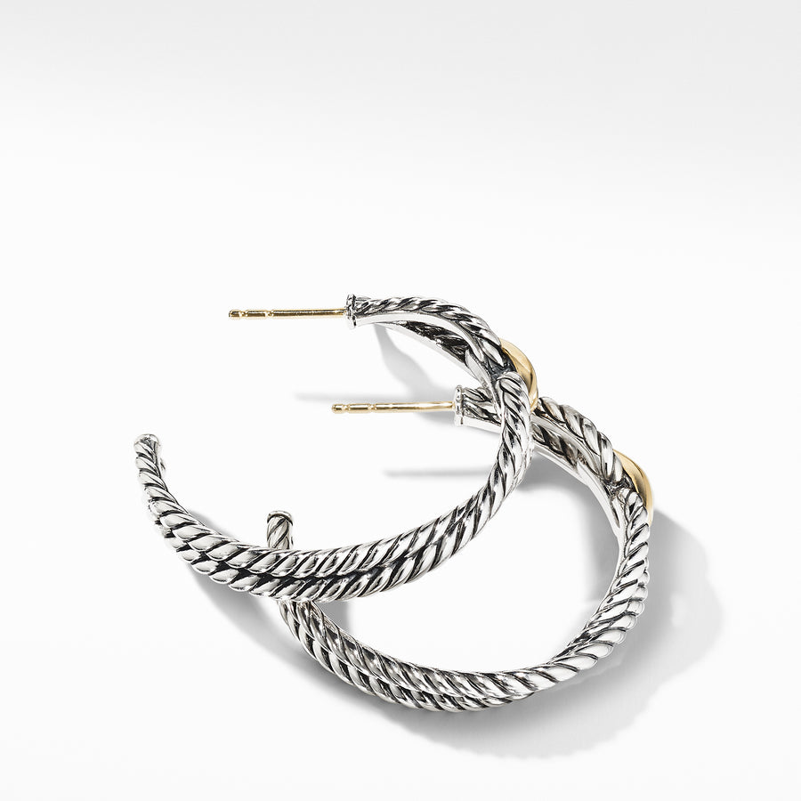David Yurman Cable Loop Hoop Earrings with 18K Gold - E14223S8