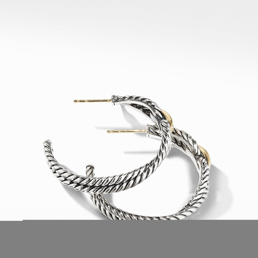 David Yurman Cable Loop Hoop Earrings with 18K Gold - E14223S8