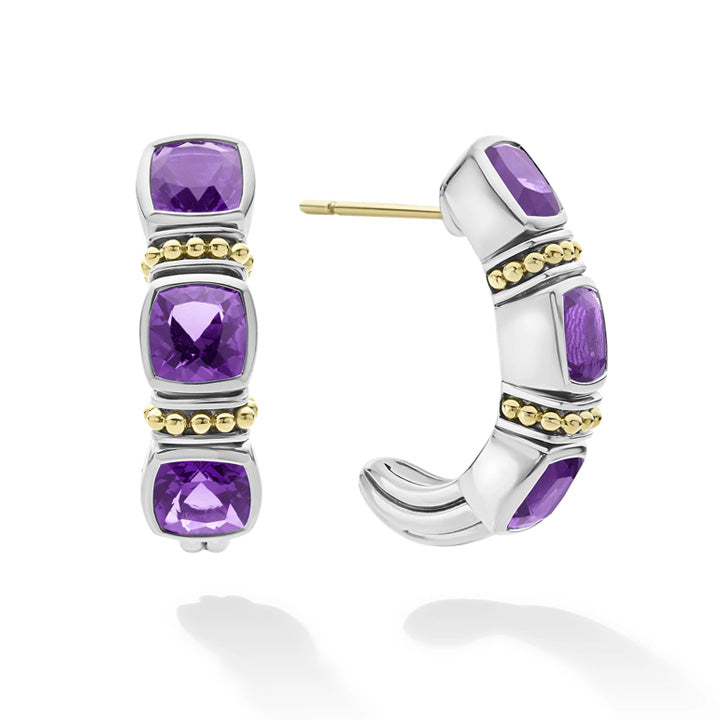 Lagos Caviar Color Amethyst Hoop Earrings - 01-81891-A