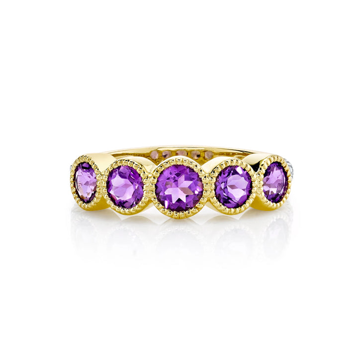 Sloane Street 18k Yellow Gold 5-Stone Amethyst & Diamond Band - SS-R020H-AMY-WDCB-Y