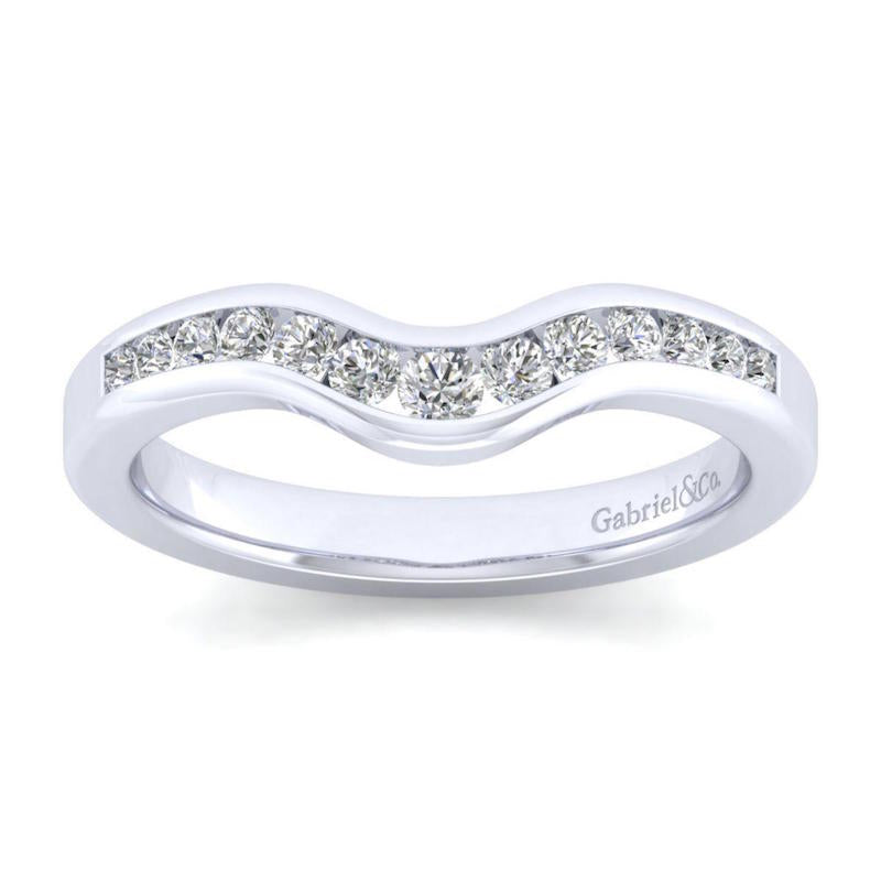 Gabriel & Co 14k White Gold Diamond Contour Wedding Band- AN10973W44JJ