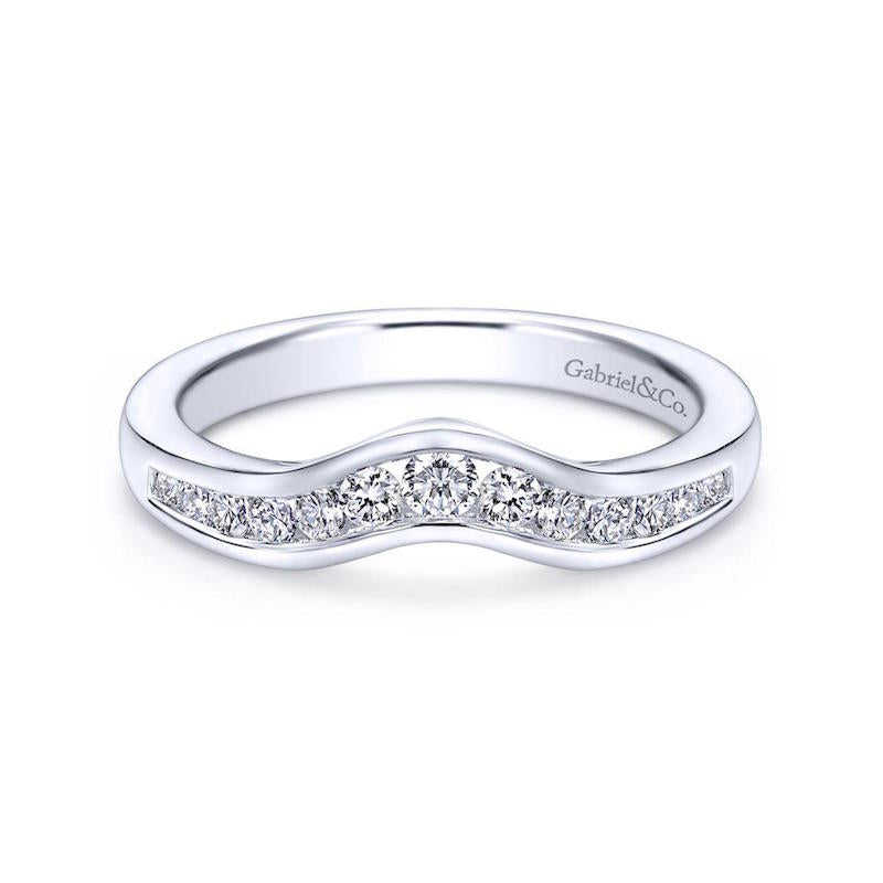 Gabriel & Co 14k White Gold Diamond Contour Wedding Band