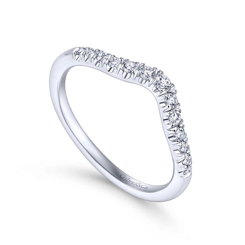 Gabriel & Co 14k White Gold Diamond Contour Wedding Band- AN10974W44JJ