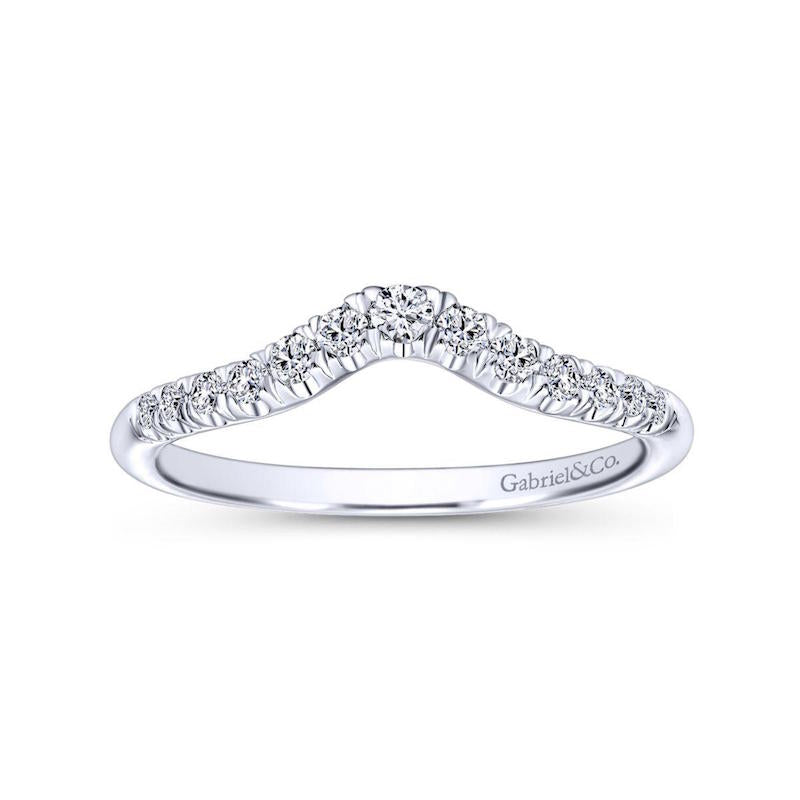 Gabriel & Co 14k White Gold Diamond Contour Wedding Band- AN10974W44JJ
