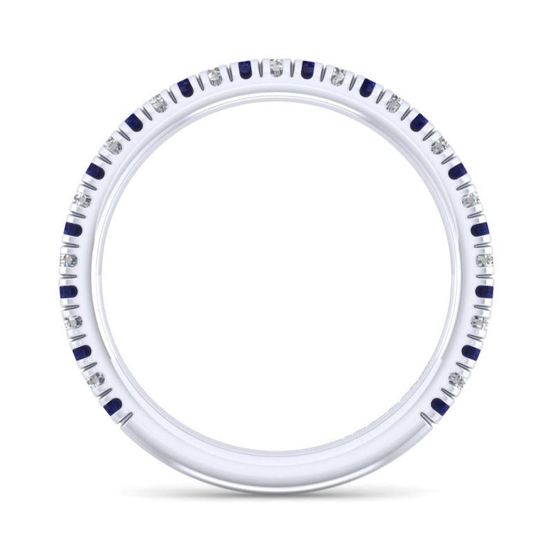 Gabriel & Co 14k White Gold Diamond & Sapphire Wedding Band- AN14252W44SA
