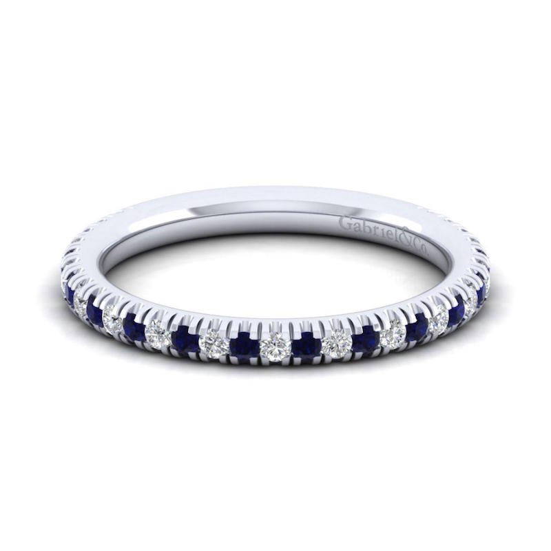 14k White Gold Diamond & Sapphire Anniversary Band