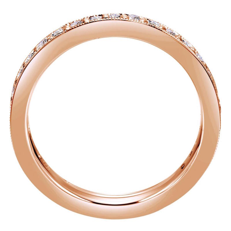 Gabriel & Co 14k Rose Gold Milgrain Eternity Wedding Band- AN5277-6K44JJ