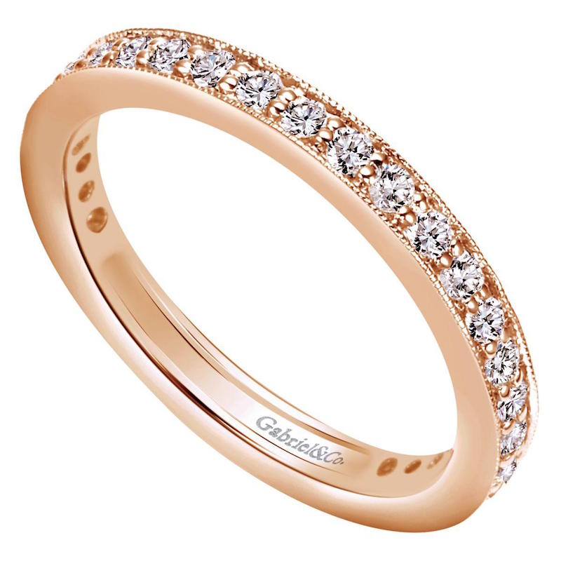 Gabriel & Co 14k Rose Gold Milgrain Eternity Wedding Band- AN5277-6K44JJ