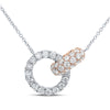 Two interlocking links adorned with 1.00ctw diamonds sparkle beautifully in this unique pendant. Crafted in 18k white and rose gold, this pendant will go with every piece of jewelry in her wardrobe because of its two-tone look!