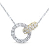 Two interlocking links adorned with 1.00ctw diamonds sparkle beautifully in this unique pendant. Crafted in 18k white and yellow gold, this pendant will go with every piece of jewelry in her wardrobe because of its two-tone look!