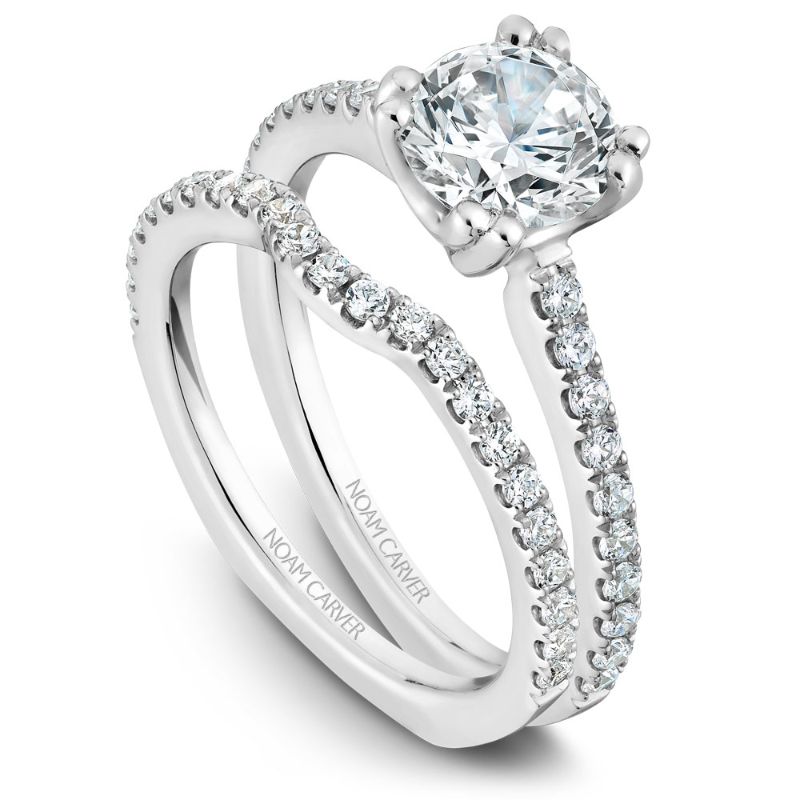 Noam Carver 18K White Gold Contour Diamond Wedding Band -  B001-01WB