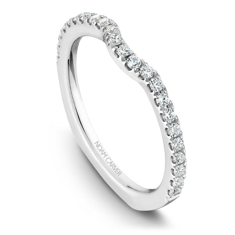 White gold matching band with 23 round diamonds