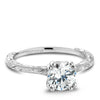 Hand engraved solitaire engagement ring with 8 round diamonds