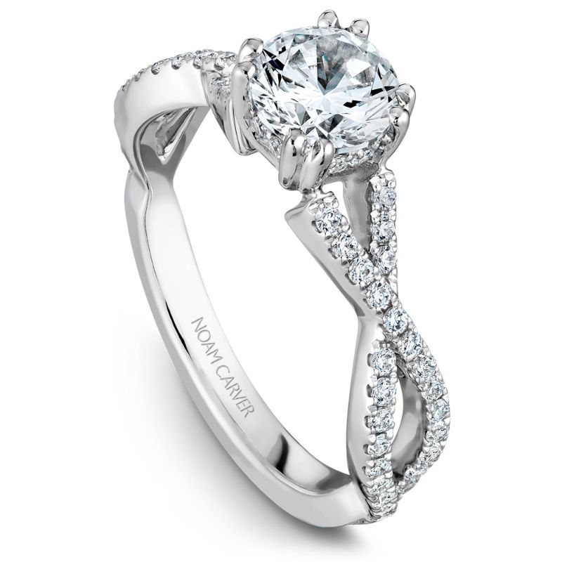 Noam Carver 18K White Gold Twisted Diamond Engagement Ring Semi-Mounting -  B004-03WA