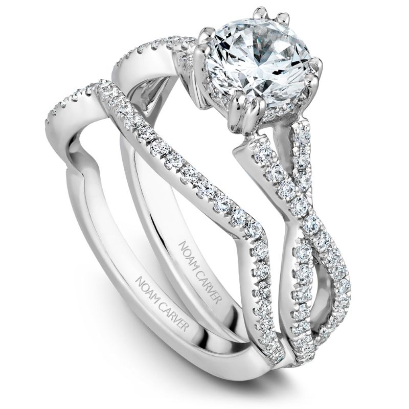 Noam Carver 18K White Gold Contour Diamond Wedding Band -  B004-03WB