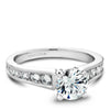 White gold channel set engagement ring with 14 round diamonds