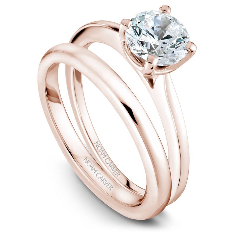 Noam Carver 18K Rose Gold Round Brilliant Diamond Solitaire Engagement Ring Semi-Mounting -  B018-01RWA