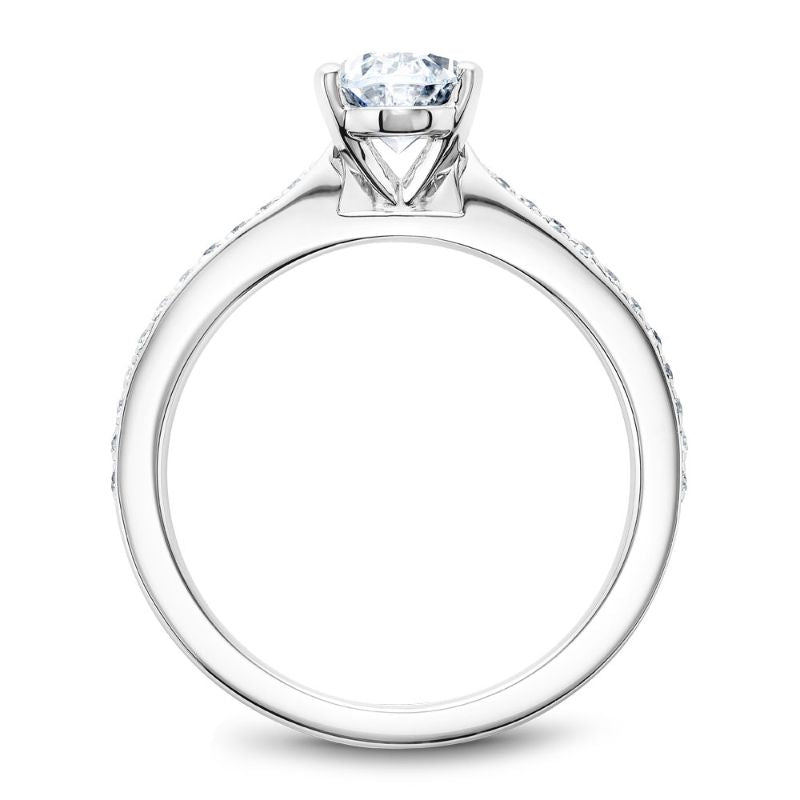 Noam Carver 18K White Gold Tapered Shank Oval Engagement Ring Semi-Mounting -  B018-03WA